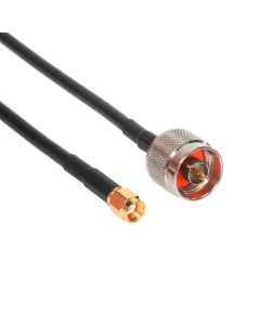 Amphenol CO-058SMAMMRP-010 Black RG58 RP-SMA Coaxial Cable, 50 Ohm, Male to Male, 10'