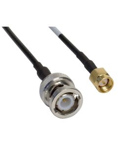 Amphenol CO-174SMAZBNC-010 Black RG174 SMA Male to BNC Male Coaxial Cable Assembly, 50 Ohm, 10'